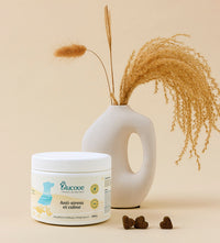Pot de complément anti-stress Blucove pour chien avec soft chews et herbes de pampa